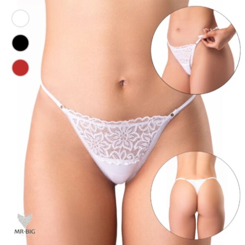 Chilot tanga din bumbac cu dantela si bretele reglabile - Mr. Big (Art. 536)