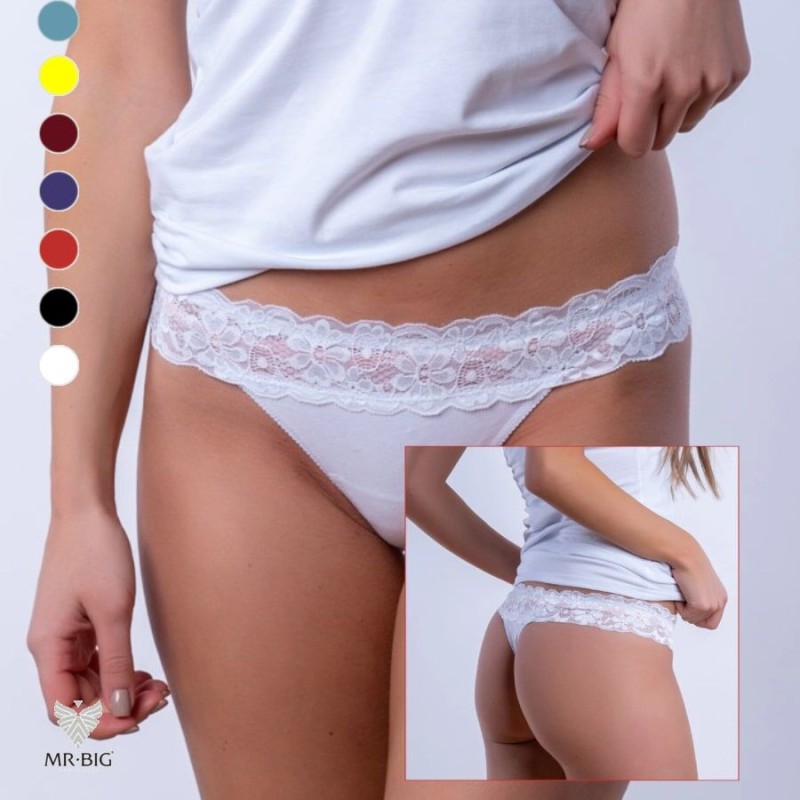 Chilot elegant dama cu chilot tanga din bumbac si dantela Mr Big cod 562