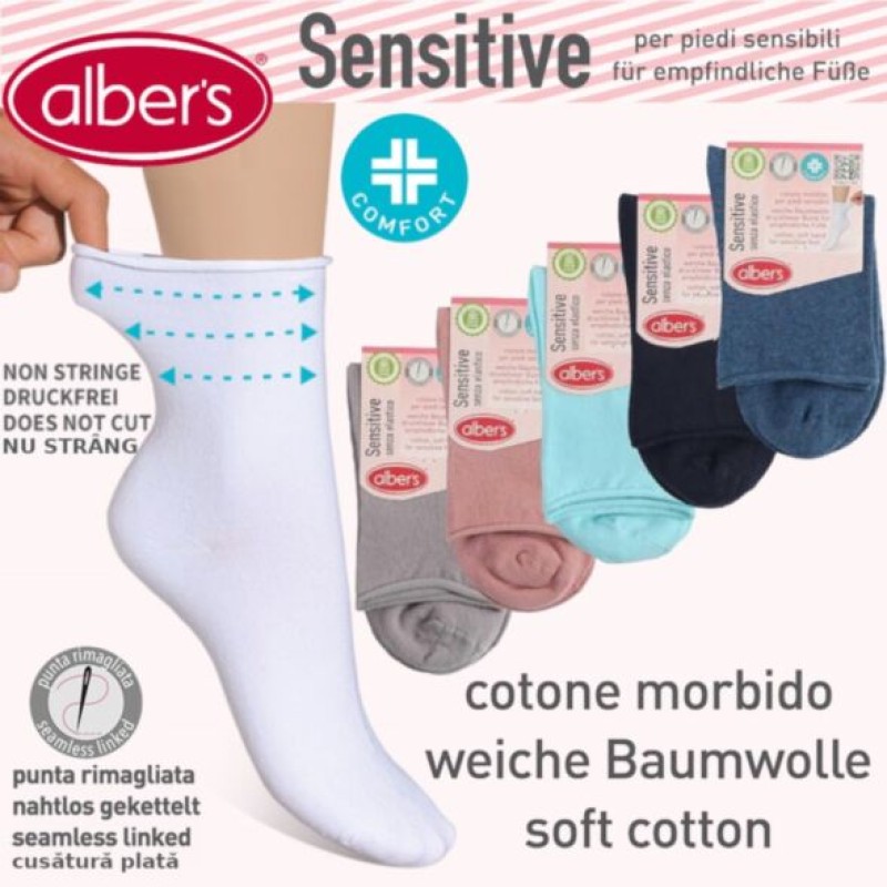 Sosete fara elastic din bumbac pentru femei - alber's SENSITIVE (Art. 612 A)