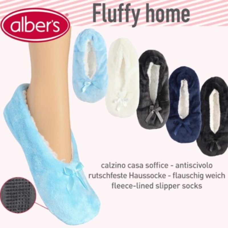 Botosei antiderapanti pufosi pentru femei - alber's Fluffy Home (Art. 667B Uni)
