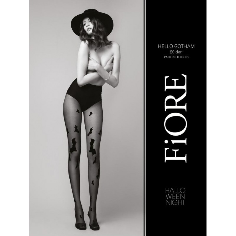 Ciorapi cu model Fiore Hello Gotham 20 den - model-de-Haloween- liliac